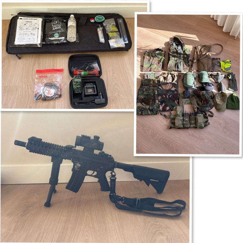 Image 1 for Zéér complete airsoftset (replica, chestrig, kleding en nog véél meer!)