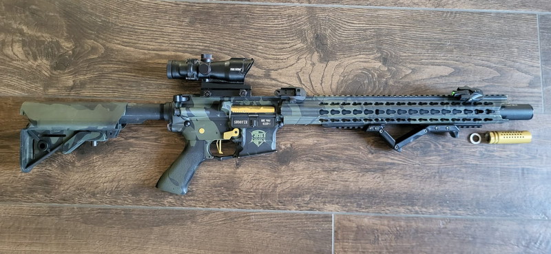 Bild 1 für ASR 119 APS Boar Tactical Multicam Black and Gold 17 inch KeyMod 3 Gun EBB AEG