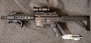 Afbeelding 3 van ICS CXP + mosfet, prometheus barrel en Madbull ACE Skeleton Stock + 6 mid cap mags + spare upper gearbox