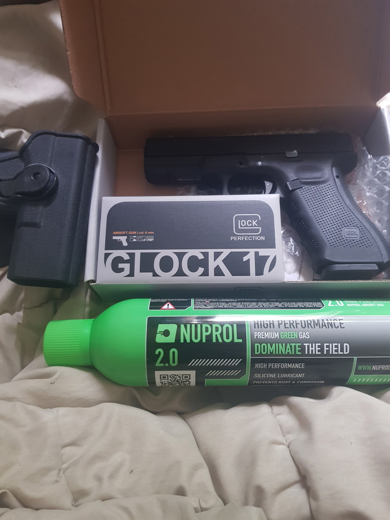 Image 1 pour Glock 17 Gen4 gbb met holster en nieuwe nuprol gasfles