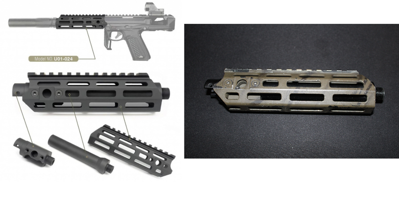 Afbeelding 1 van Action Army AAP01 MLOK SMG HANDGUARD aluminium (zwarte base, olive drab spray painted)