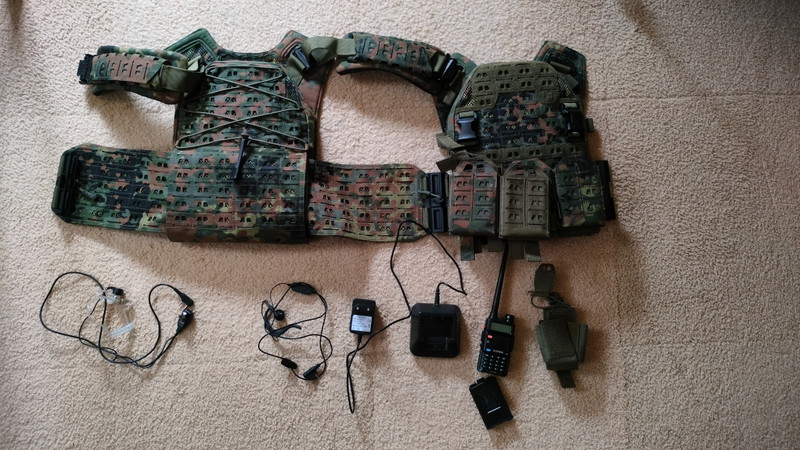 Image 1 for Airsoft Plate Carrier ASPC 1.2, Low Profile AR Mag Pouch 6x, Baofeng GT-5R.