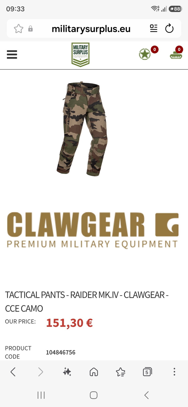 Image 1 for RAIDER MK.IV - CLAWGEAR - CCE CAMO