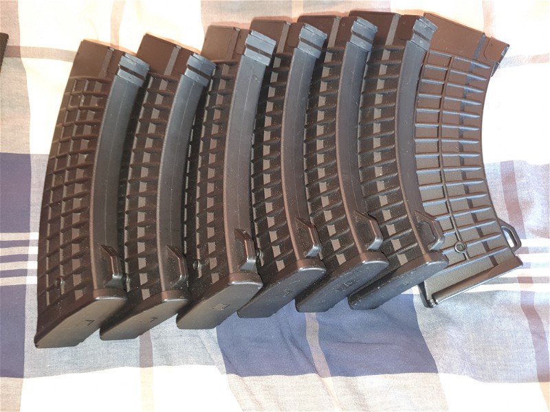 Image 1 for 7x CYMA Waffle Mid-Cap Magazine for AK47 Series, Black (140 Rounds)
