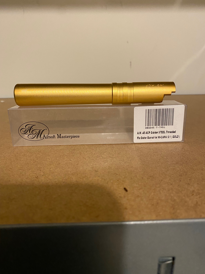 Imagen 1 de AIRSOFT MASTERPIECE steel threaded outer barrel gold 5.1. NIEUW!