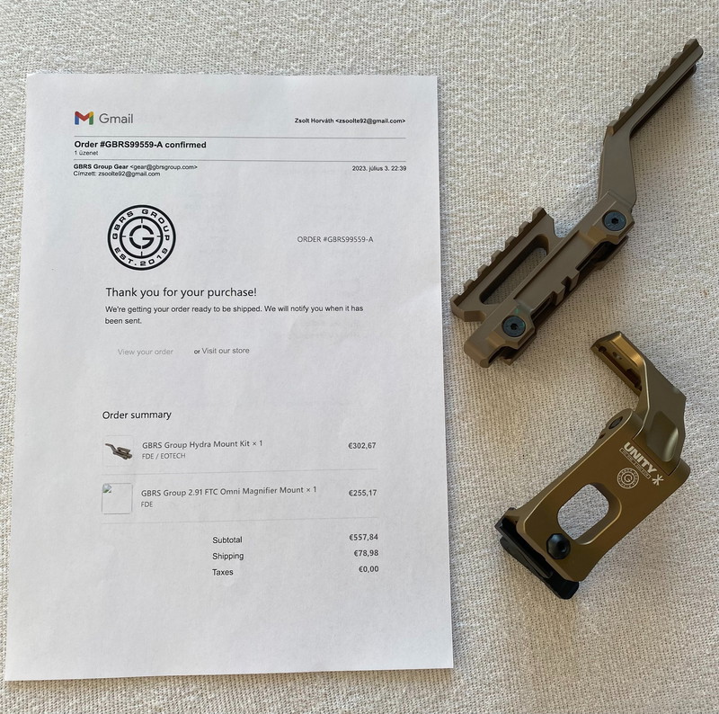 Image 1 pour Genuine GBRS Hydra (Eotech) Mount + Unity Magnifier Mount Set