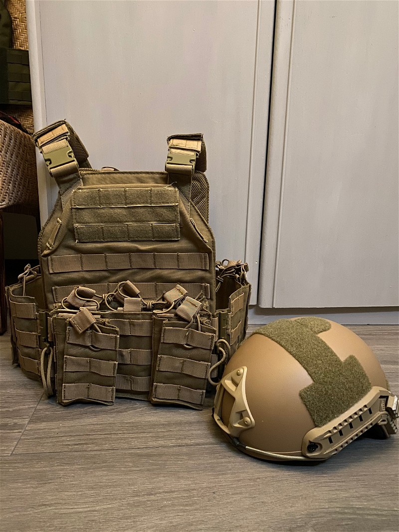 Image 1 for HELM + PLATE CARRIER TAN