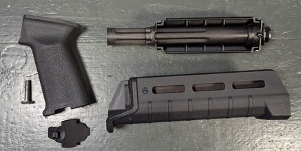 Image pour AK Accessoires for GHK, LCT, maybe others: Magpul handguard + pistolgrip + LCT steel gastube set & LCT Putnik silencer