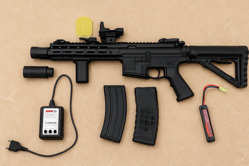 Imagen 1 de Réplique CM16 (chargeur batterie + batterie + viseur avec 2 protections + 2 muzzles + 2 chargeurs) - billes offertes