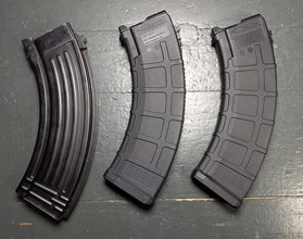 Image for 3 GHK AK V2 GBB gas magazines: 2x Magpul PMAG style, 1x oldschool steel