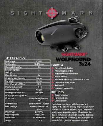 Bild 5 für 3x24 prismatic scope sightmark wolfhound