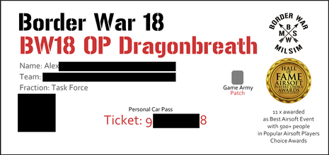 Image for Ticket Border War with Patch and Car Pass 2026 - BW18 OP Dragonbreath - Borderwar