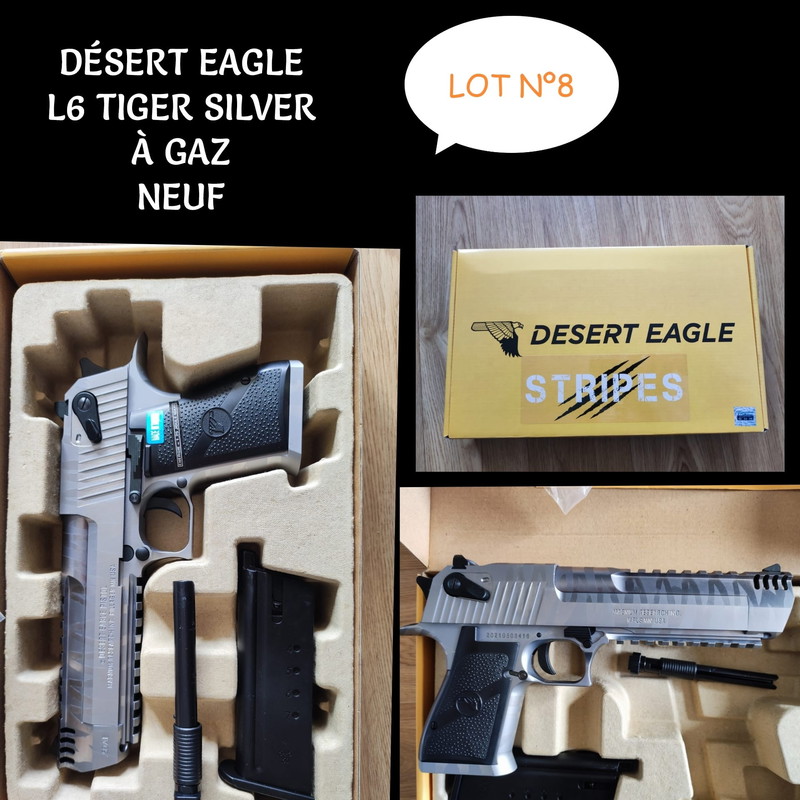 Image 1 pour Pistolet Desert Eagle L6 Tiger Stripes Gaz GBB WE Cybergun - Silver