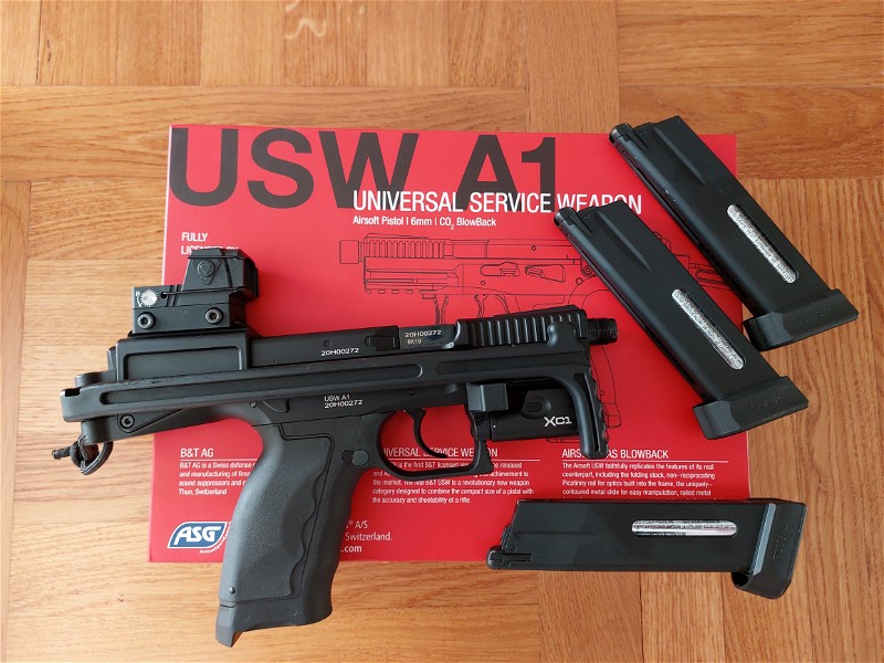 Image 1 for USW A1 GBB + 2 Mags + Red Dot + Flashlight