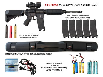 Imagen 5 de Systema PTW Super Max M4A1 CNC - 3 Systema Zylinder (M130 / M150 / M165) - Seltene High-End Airsoft