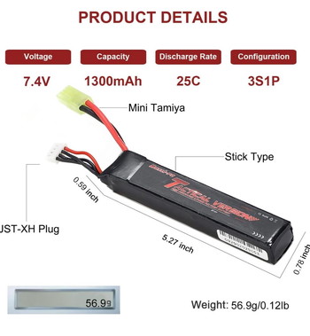 Afbeelding 2 van Twee maal lipo accu 7,4 volt 1100