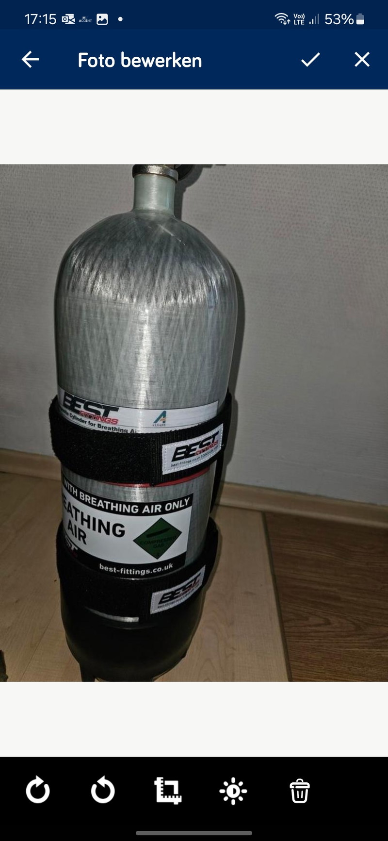Image 1 for Breathing air  9LTR 300BAR CHARGING CYLINDER W HOSE