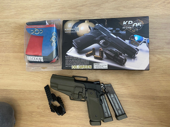 Bild 4 für (Leuven, BE) Full ML upgraded KJW KP-05 gbb hi-capa (gas+C02) pistol met 3x TM 31rds gas mags & lefty holster