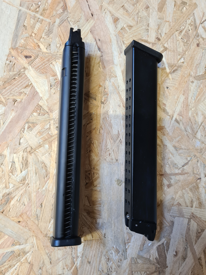 Image 1 pour 2x Prowin aluminium extended mags voor Glock 17 en 18