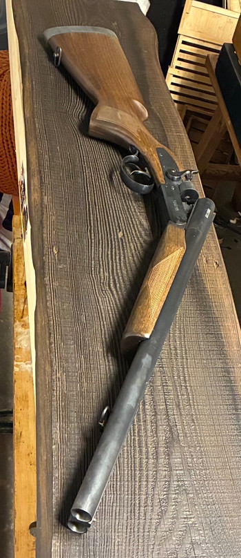 Image 4 for Unieke double barrel Shotgun STEEL & WOOD