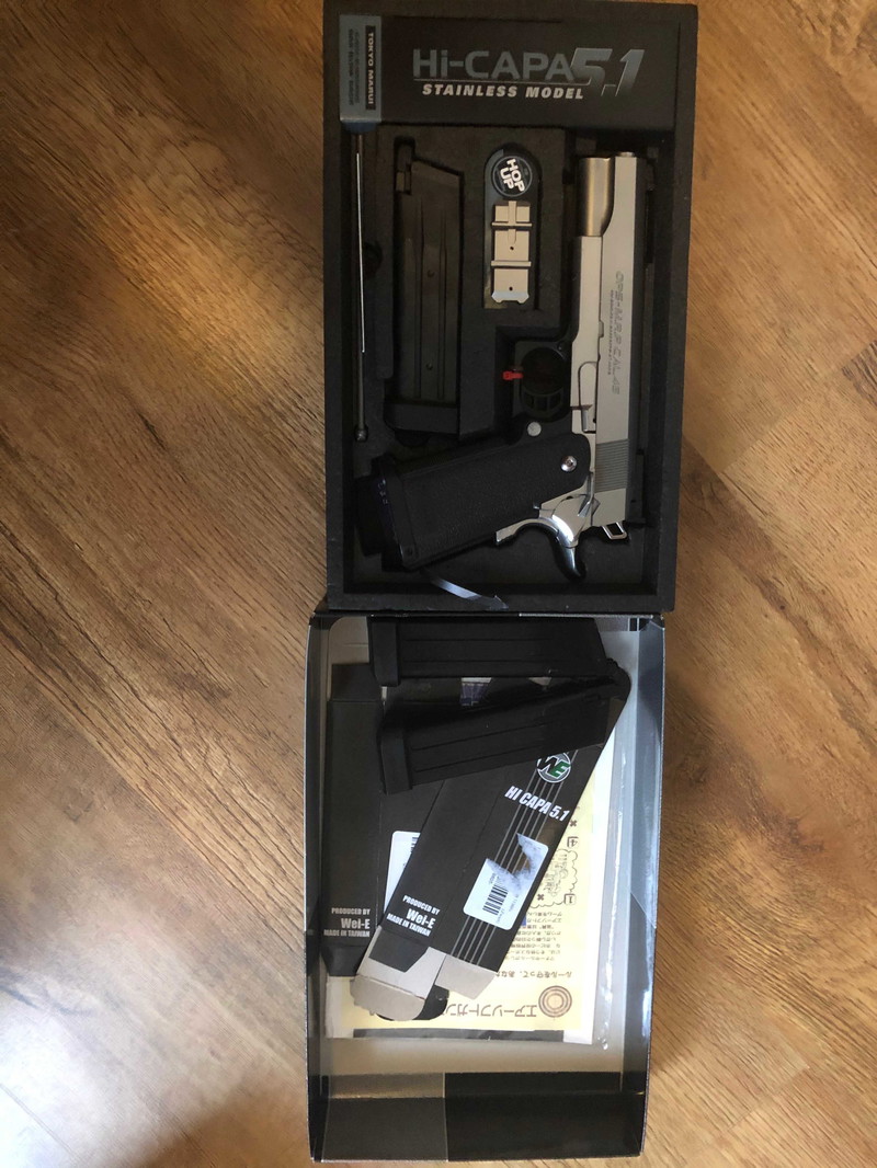 Image 1 for Tokio marui hi capa 5.1 stainless incl 3 mags.