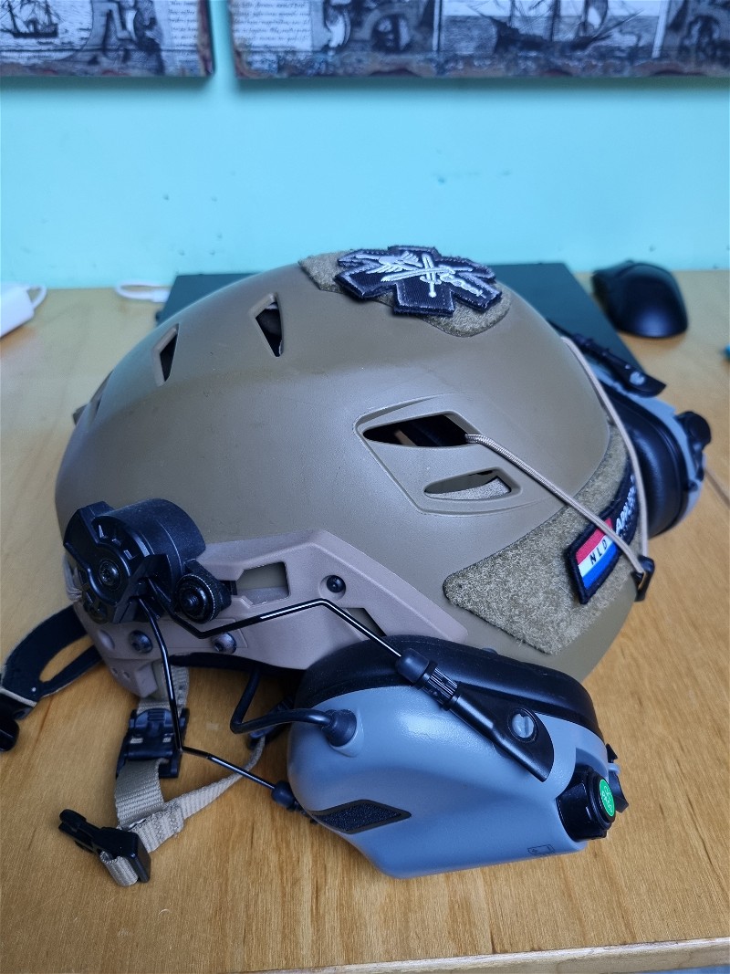 Image 1 for FMA Tactical EXF Bump Helmet + EARMOR M31 MOD3 Grey (Incl fast helmet adapter)