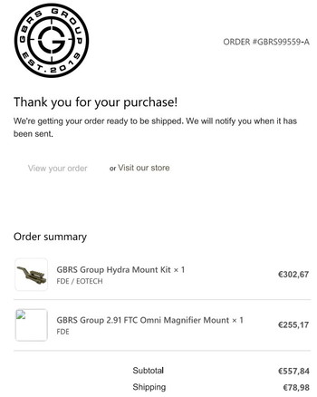 Imagen 5 de GBRS Group - Hydra Mount Kit + 2.91'' Unity FTC Omni Magnifier mount (FDE)