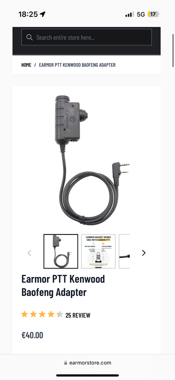 Image 5 pour Earmor M32H Helmet-Mounted + Earmor PTT Kenwood Adapter