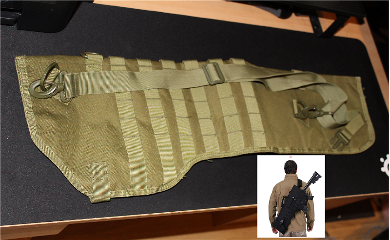 Image 1 for Tactische Rifle of Shotgun holster scabbard molle bag Olive Drab voor op de rug te dragen