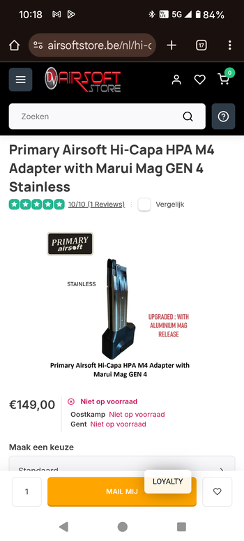 Afbeelding 2 van Primary airsoft HPA adapter Hi-capa-m4