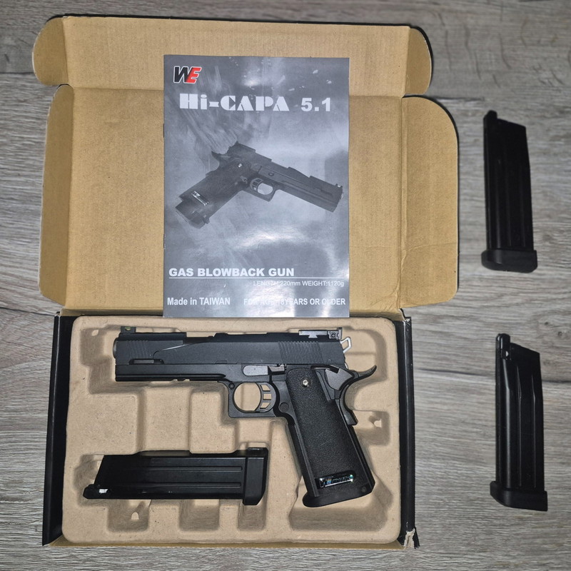 Image 1 for WE Tech Hi-Capa 5.1 Full Metal GBB, Inclusief 3 Magazijnen