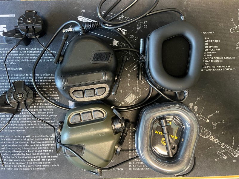 Image 1 for EARMOR 2 pairs headsets with helmet mount