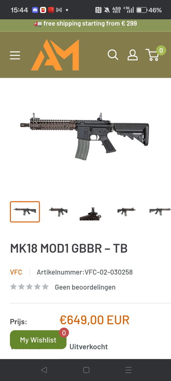 Bild 3 für V3 VFC MK18 MOD 1 GBB + DNA 20 inch long barrel