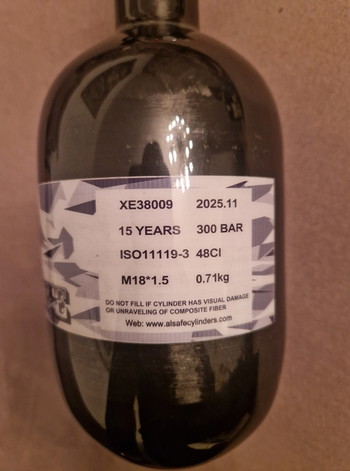 Image 2 pour Nieuwe 0.7 liter 300 BAR carbon luchtfles