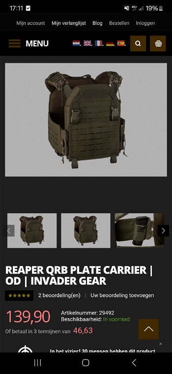 Afbeelding 2 van Reaper qrb plate carrier od + warrior assault sling