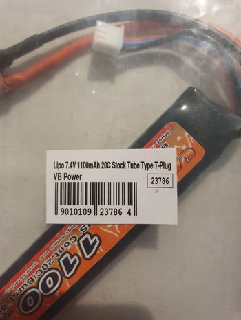 Afbeelding 2 van VB Power Lipo 7.4v 1100mah 20c Stock Tube Type DEANS