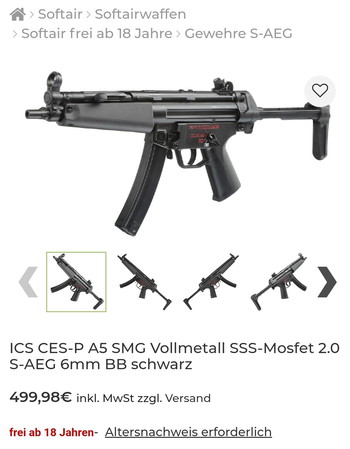 Image 4 pour AEG MP5 + ETU Sub Machine Gun ICS Metall MX5 A5