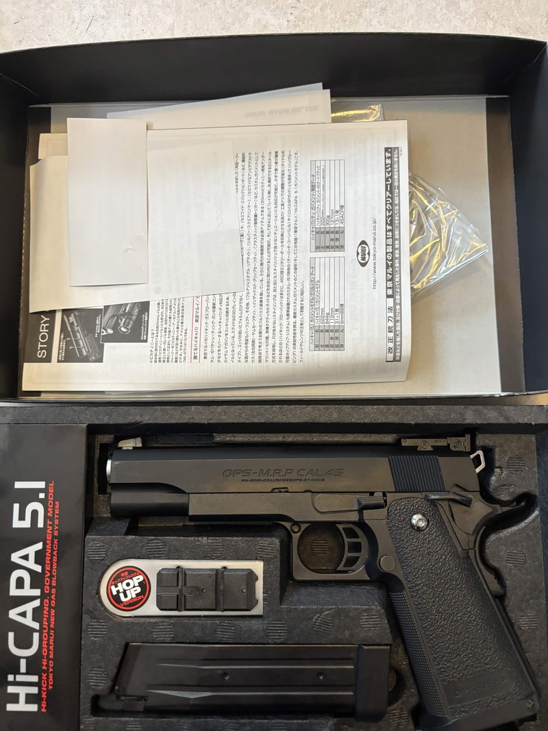 Afbeelding 1 van Tokyo Marui Hi-Capa 5.1 GBB, zwart, stock, 2 magazines