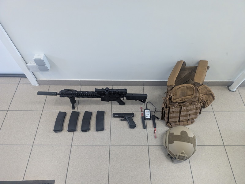Image 1 for airsoft set met DMR daniel defense mk18 sa-p26 bluetooth