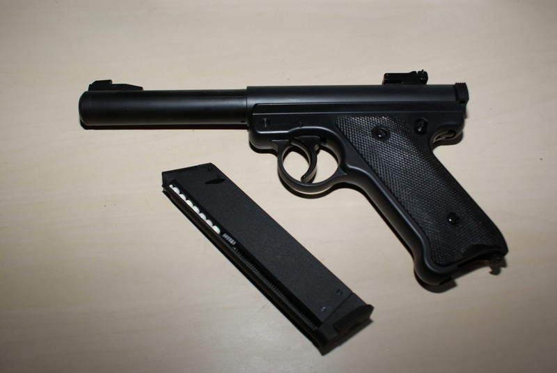 Image 1 pour Pistolet Ruger MK1 KJW ASG Gaz (KJ Works) - Noir with hopup