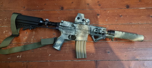 Imagen para Camo painted HPA polarstar UGS / F2 HPA engine M4 Fire Hawk with attachements