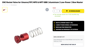Afbeelding 2 van CNC Rocket Valve for Umarex/VFC MP5 & MP7 GBB | Aluminium | Low-Power | Bow Master