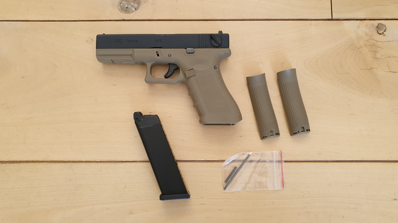 Imagen 1 de WE G18 gen4 (Glock 18) Railed Black/Tan zonder lamp!