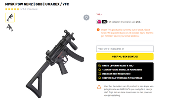 Bild 5 für MP5K PDW GEN2 | GBB | UMAREX / VFC | Met Veel External upgrades | Nieuwstaat | Zie beschrijving