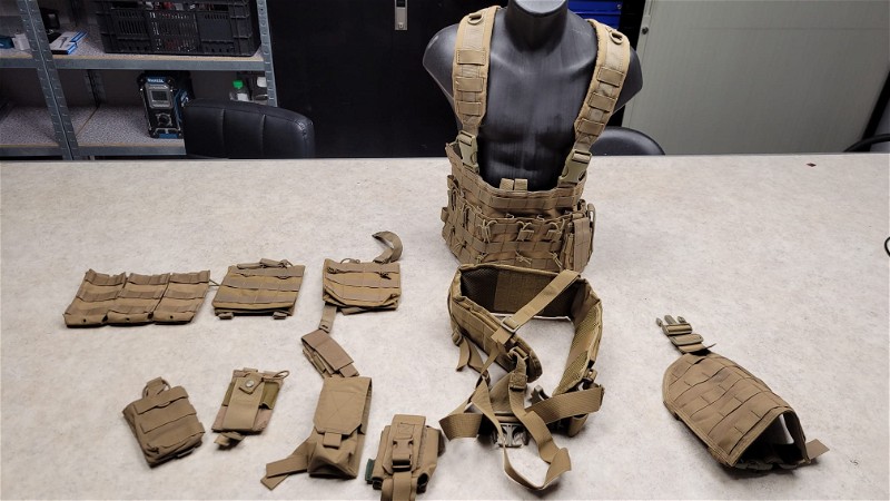 Image 1 for Tan chest rig / belt / pouches ect