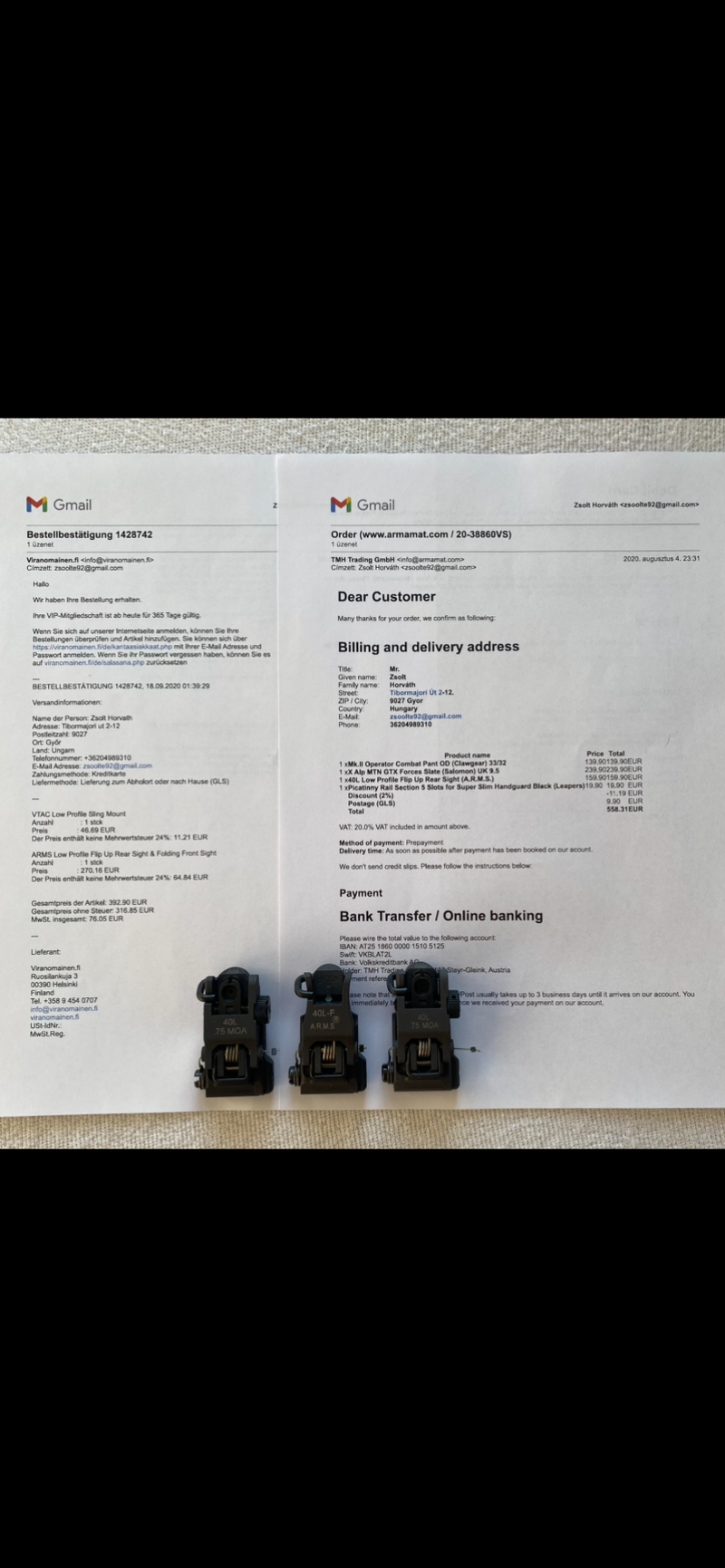 Bild 1 für Original A.R.M.S. Flip Up Iron Sights.