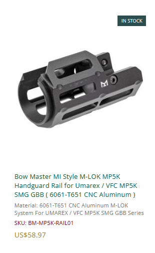 Image 2 pour Bow Master MI Style M-LOK MP5K Handguard Rail for Umarex / VFC MP5K SMG GBB