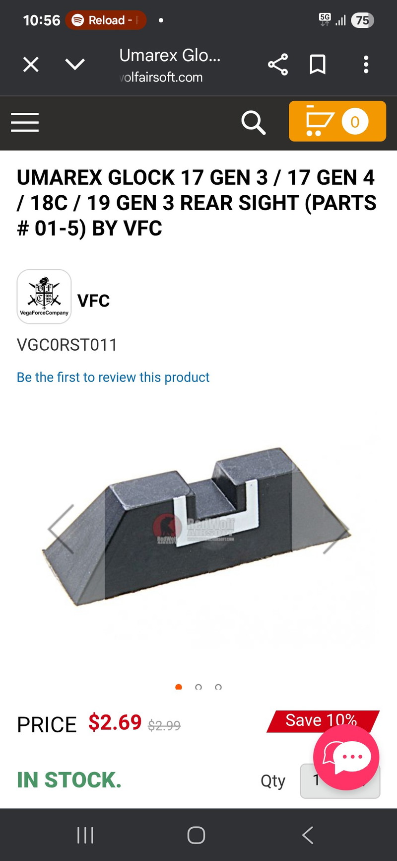Bild 1 für Vfc glock 17 rear sight