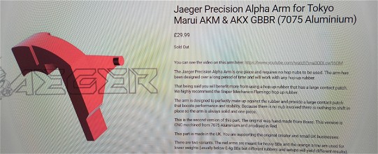 Image pour Jaeger precision Tokyo marui AKM alpha hop arm