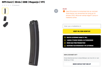 Afbeelding 5 van MP5 Gen2 | 30rds | GBB | Magazijnen | VFC | Ongebruikt